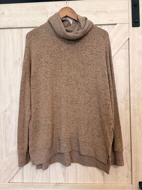 Cozy Taupe Cowl Neck Women's Sweater size Large